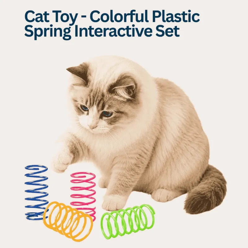 4FurBaby Colorful Plastic Spring Cat Toys in assorted bright colors showing interactive bounce design