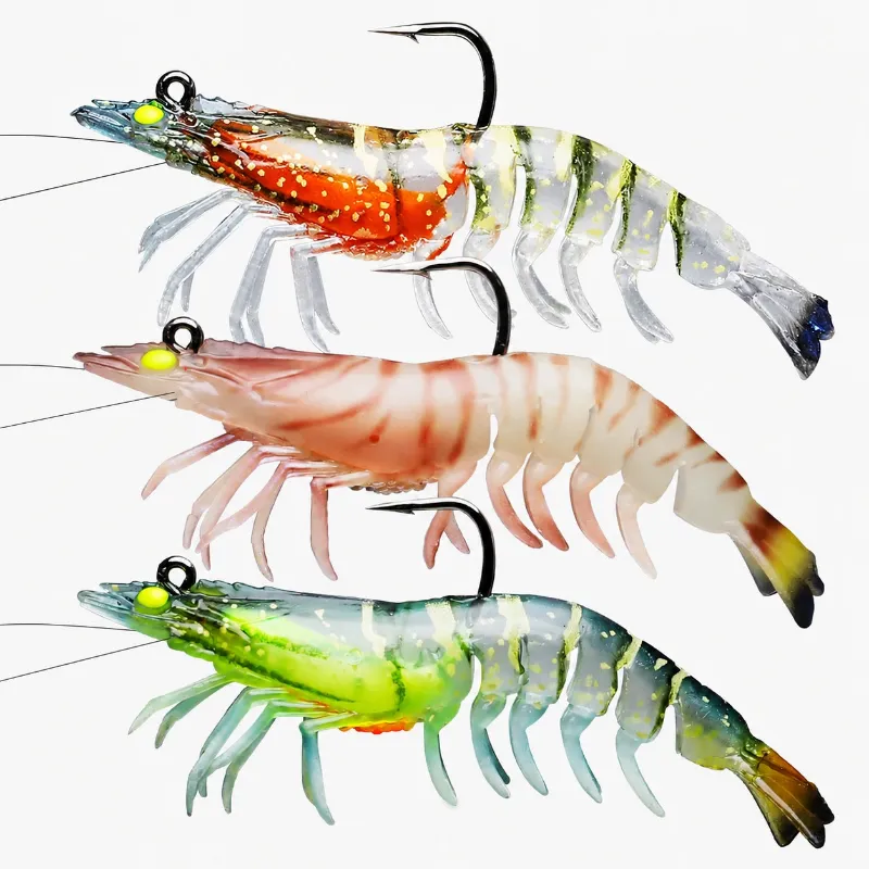 Truscend Fishing Pre-Rigged Soft Fishing Lures shrimp and crayfish swimbaits with BKK hooks