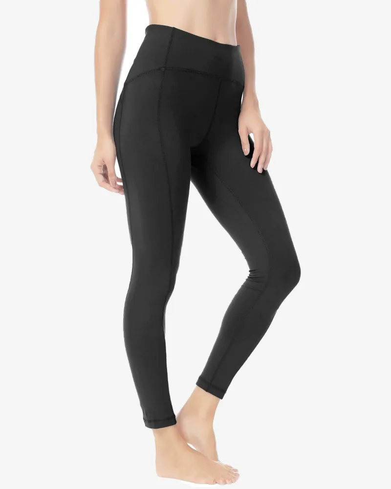 QUEENIEKE Ninth Power Flex High Waist Leggings, black solid color with high waistband