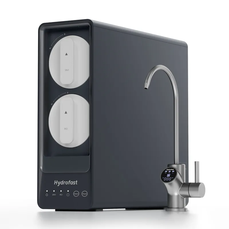 Hydrofast UB200D Under-Sink RO Filter System with digital faucet and filtration components
