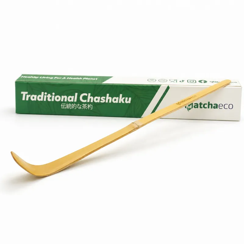 Matchaeco Bamboo Chashaku Matcha Spoon, a traditional bamboo scoop for ceremonial matcha powder
