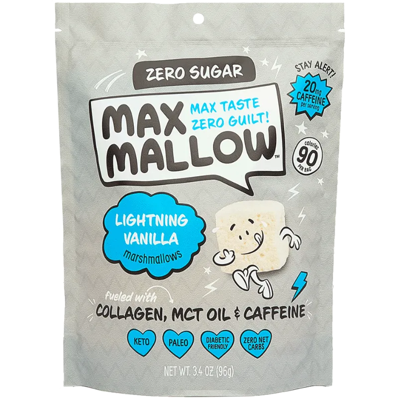Max Sweets Caffeinated Lightning Vanilla Sugar-Free Marshmallow bag