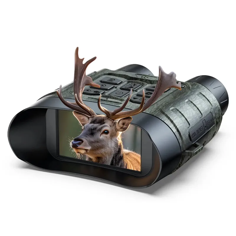 Voopeak NV01 night vision goggles showing 4K display and zoom lens