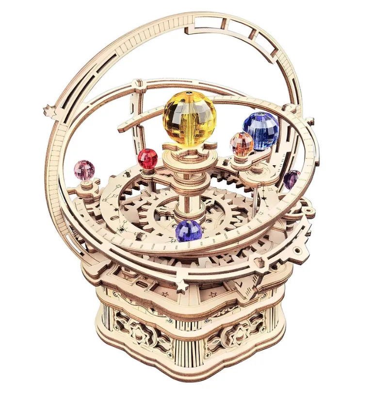 Varvikas 3D Wooden Music Box Puzzle Kit, Starry Night (RK017e) wooden orrery with spinning planets