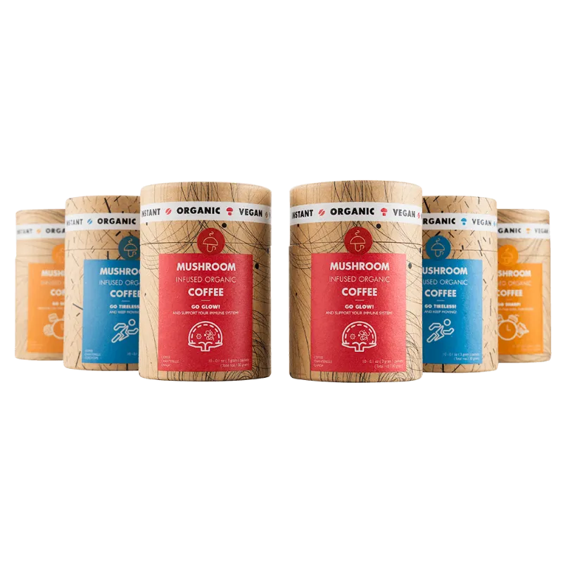 Mushroom Cups 6-Pack MultiPack with three mushroom coffee blends