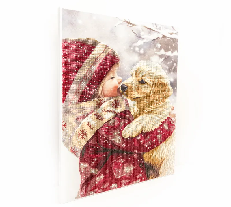 LETISTITCH 480-992 Puppy Love framed partial drill diamond painting kit with adorable puppy design