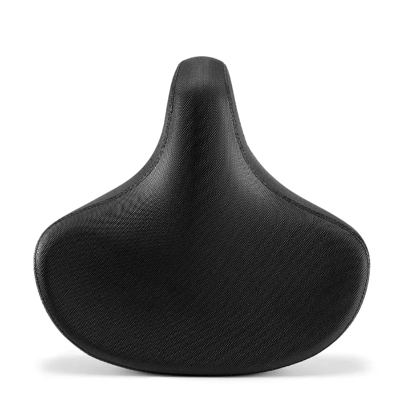 RockBros US Extra Wide Comfort Bike Seat with black cushioned surface and steel rails