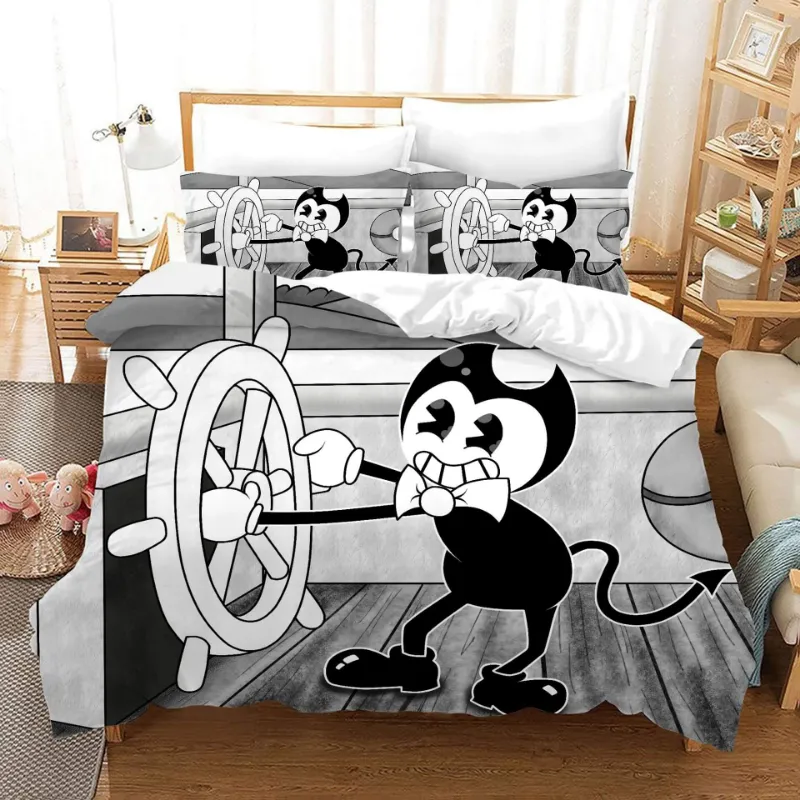EBuycos Bendy And The Ink Machine quilt cover without filler featuring character artwork