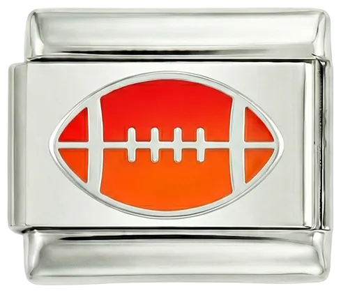 Charms Official American Football Ball charm in red and orange on silver