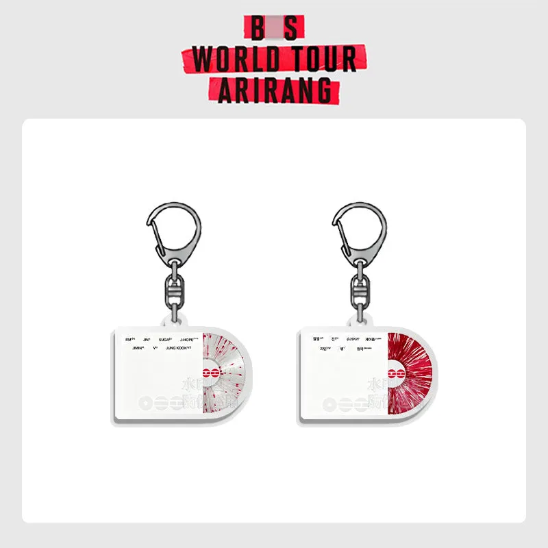 TTAesthetic ARIRANG CD Acrylic Keychain Pendant, transparent acrylic with colorful CD artwork design
