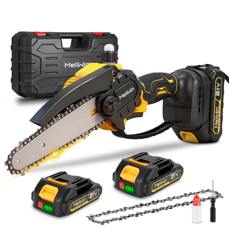 NewBeny 6-inch cordless chainsaw with batteries and case