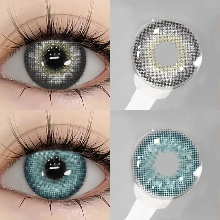EYESFAV Emblematic Blue colored contact lenses showing deep sapphire gradient iris design