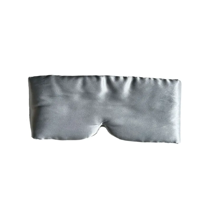 Premium Grounding Mulberry Silk Sleep Mask, light grey silk mask on white background