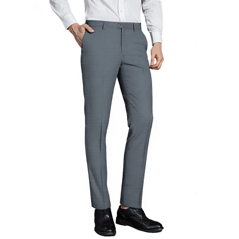 Cloudstyle classic slim fit stretch flat front slacks dress pants dark grey