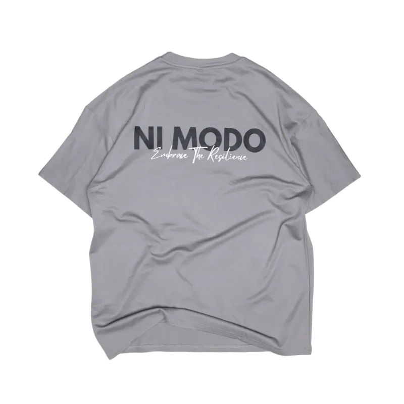 Nimodo Embrace The Resilience smoke grey oversized cotton tee