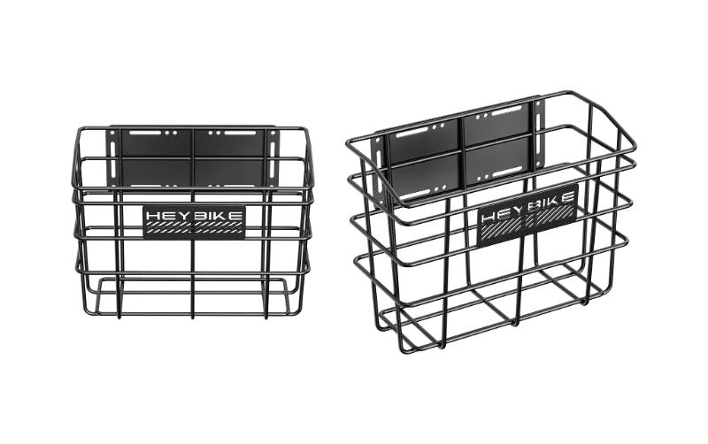 Heybike Dual Rear Side Baskets Set black storage baskets on rack