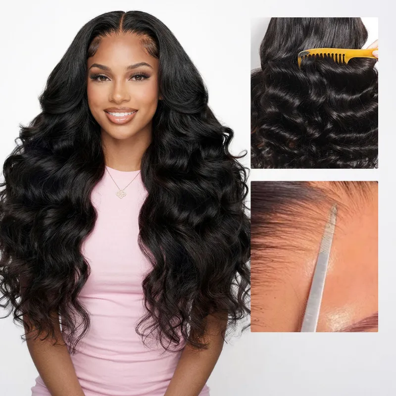 Megalook Super High Density 350% Density Zero-Wear Snap & Go HD Body Wave Wig