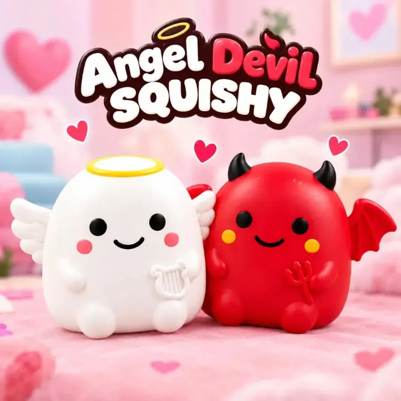 Hairsofly Shop Crazy Fun Ghost Angel Devil Squishy Fidget Toy in soft pastel colors