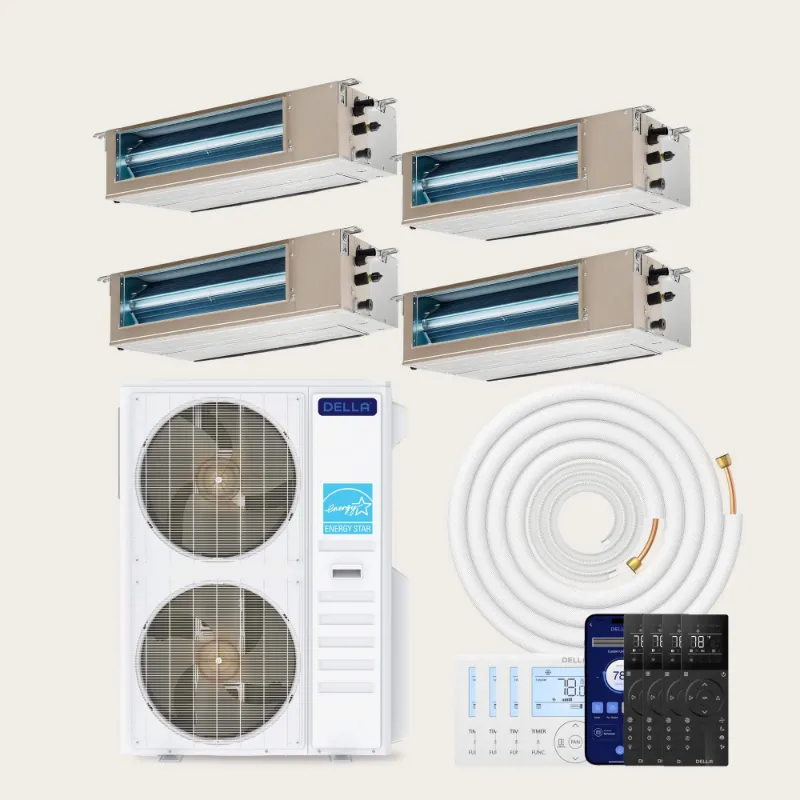 Della Home 48000 BTU Quad Zone Concealed Ducted Mini Split 9K+12K+12K+12K BTU system