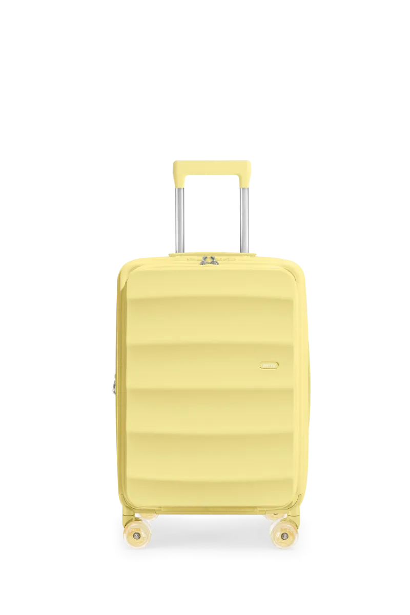4MYTU Tank Lite Carry-on in Glossy Limone suitcase with front-opening design