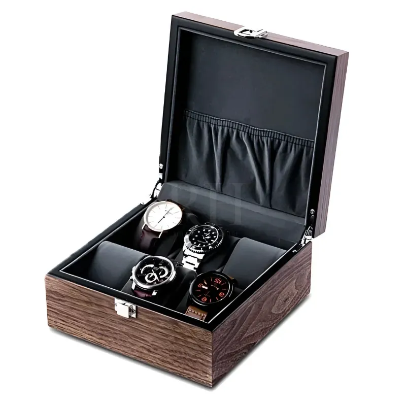 Rotation Horlogère boite à montre coffret noyer, square walnut watch case for 6 watches