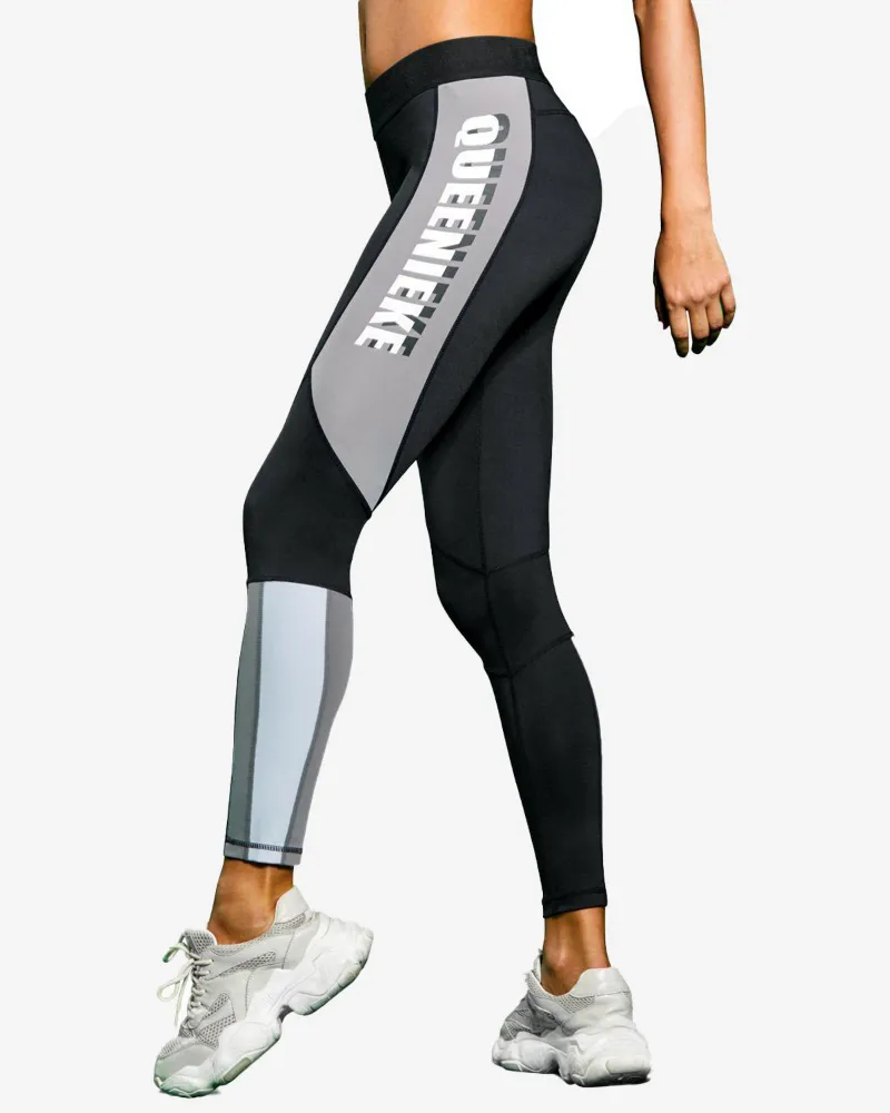 QUEENIEKE Full-Length Buttery Soft Leggings in two-tone colors, full length view