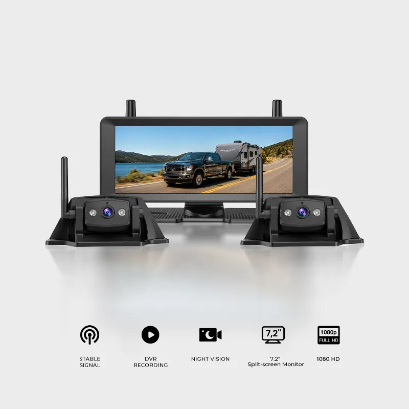 AUTO-VOX WF3 RV camera system with monitor and two wireless backup cameras