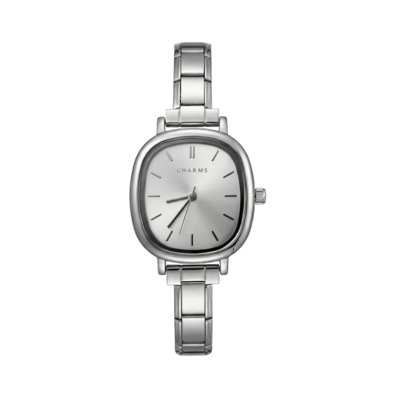 Charms Official Capri Watch Silver with White Dial Edition, silver tone case and white face