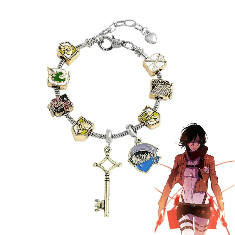 Animeancy Attack on Titan Levi Bracelet with vintage silver finish
