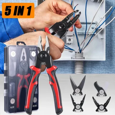 Kicklo 5 IN1 Multifunctional Replaceable Wire Stripper with interchangeable plier heads