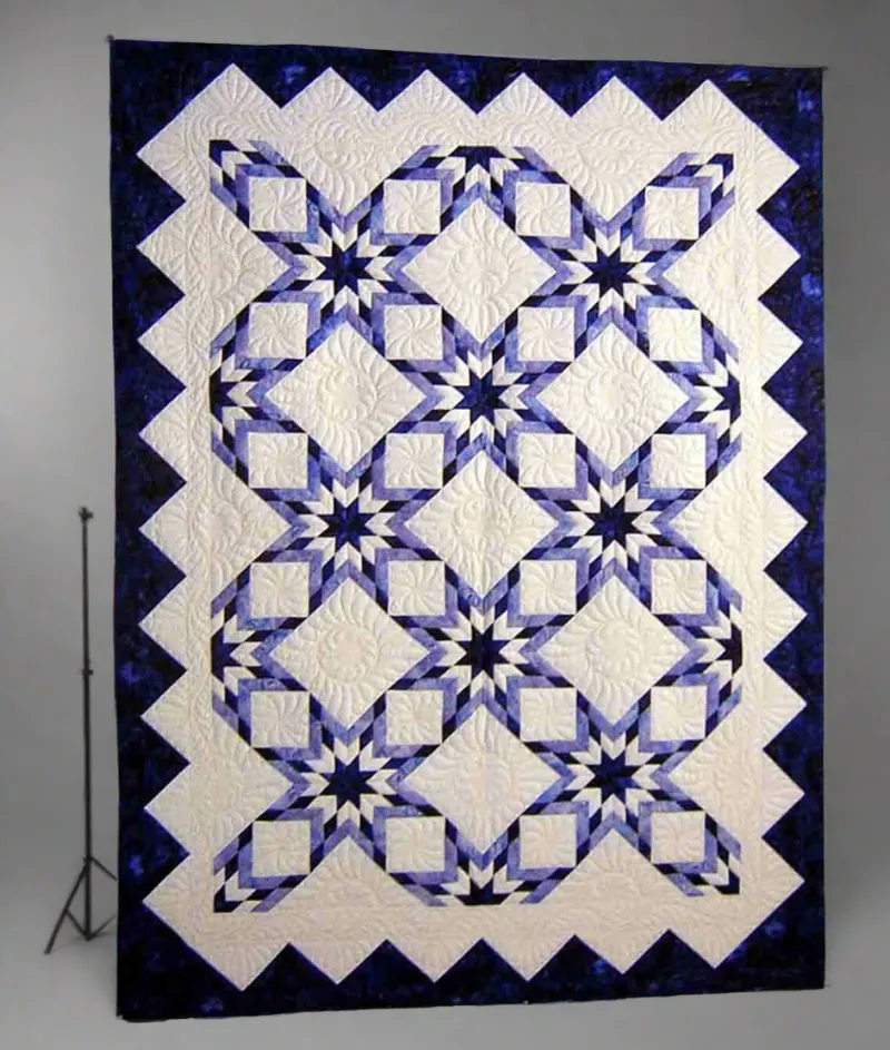 Boho Blanket Circle of Stars Quilt Pattern, a circular star quilt design shown flat