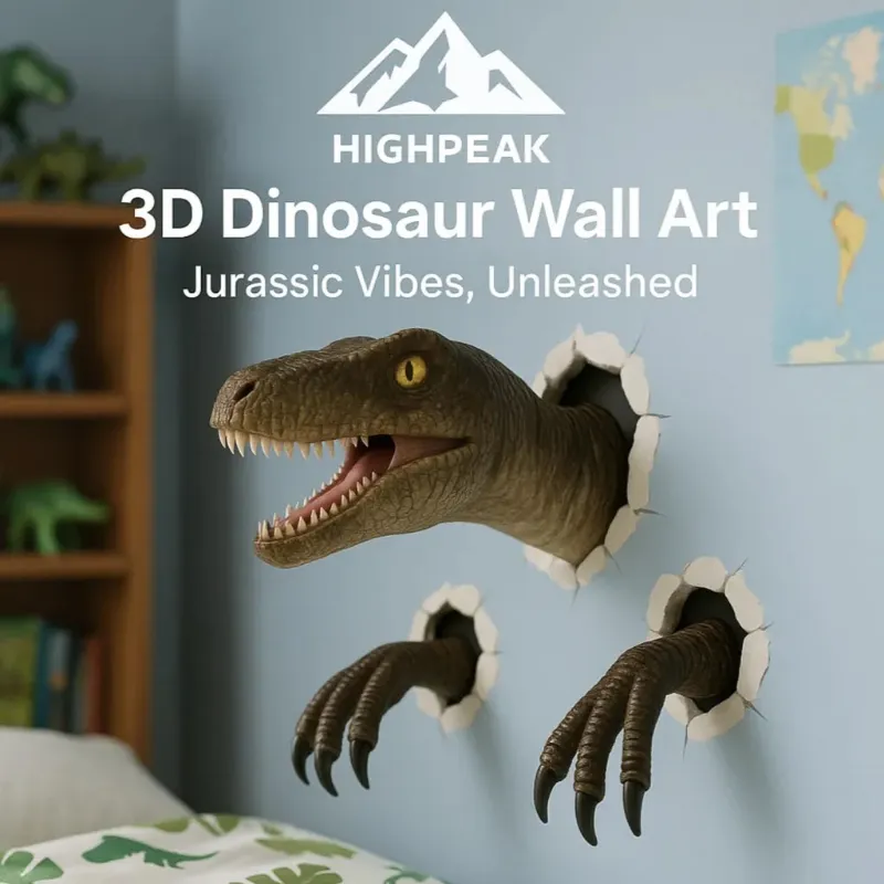 HighPeak 3D Raptor Dinosaur Wall Art Set of raptor head and claws