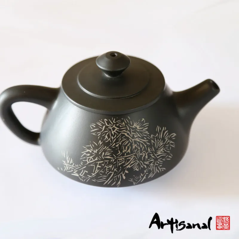 Wild Tea Qi Xishuangbanna Forest Series 2 purple clay teapot handcrafted by Zhang Jian Sheng