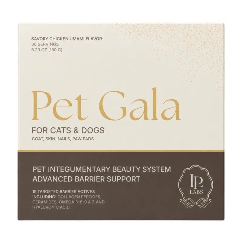 La Petite Labs Pet Gala Barrier System coat and skin supplement packaging for pets