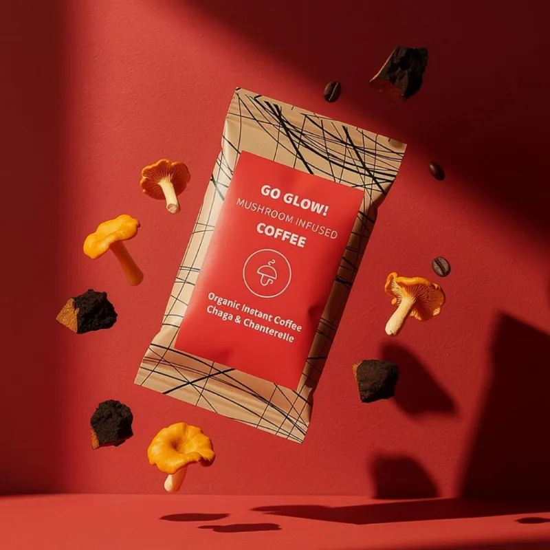 Mushroom Cups Go Glow organi coffee with Chaga and Chanterelle product photo