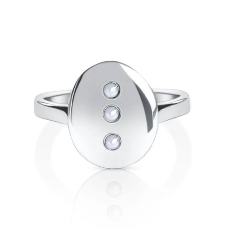 DORSYA June Birthstone Signet Ring with Moonstone, handcrafted sterling silver with natural gemstones