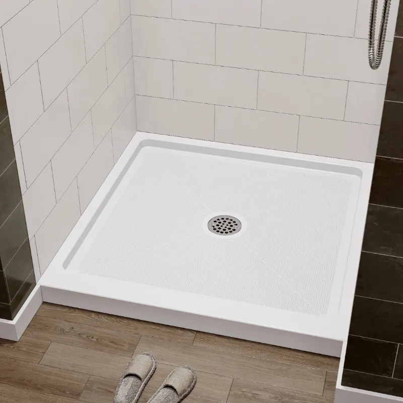 HOROW 36 Inch Acrylic Shower Base Model BS3636-CH showing chrome center drain