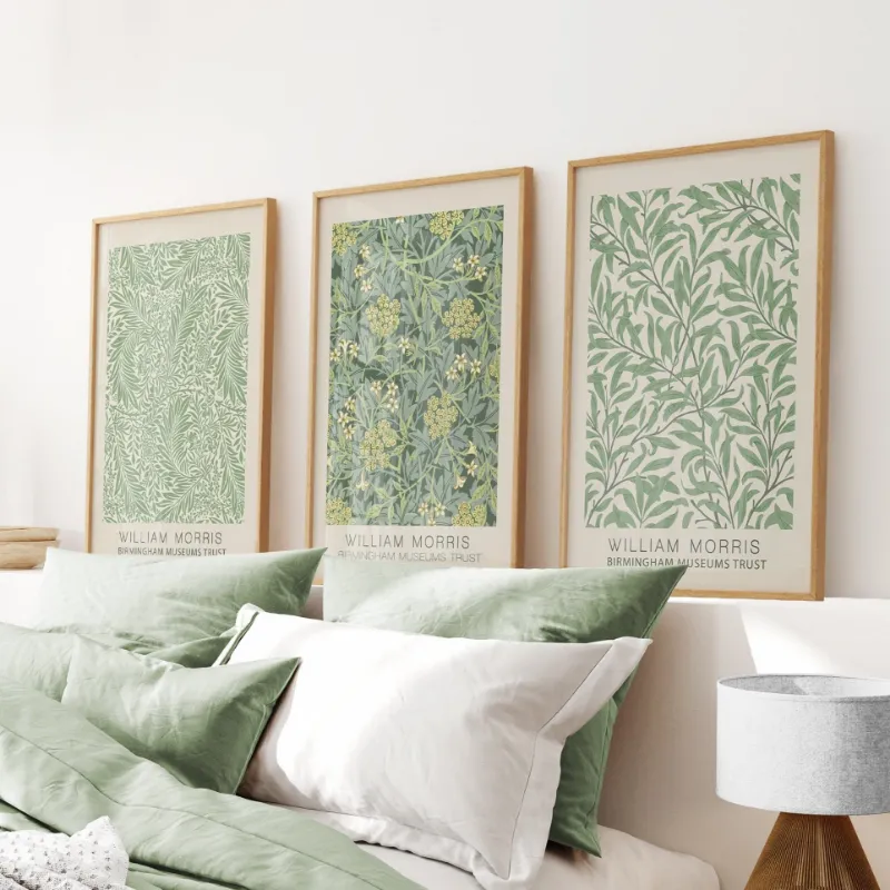 Wall Art Set 3 Piece William Morris Wall Art Set showing greenery exhibition style prints