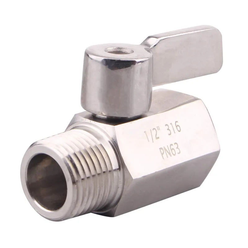 GrillPartsReplacement 1/2 inch stainless steel mini ball valve with NPT female and male threads