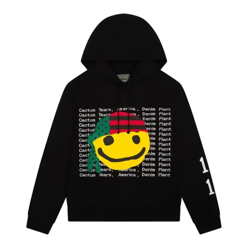 AfewVibe Denim Tears x CPFM Cactus Tears Hoodie Black, black hoodie with Buddy graphic and layered designs