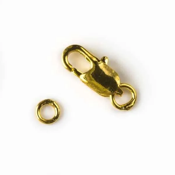 Cherry Tree Beads Gold Colored Lobster Clasps with jump rings, six clasps per bag