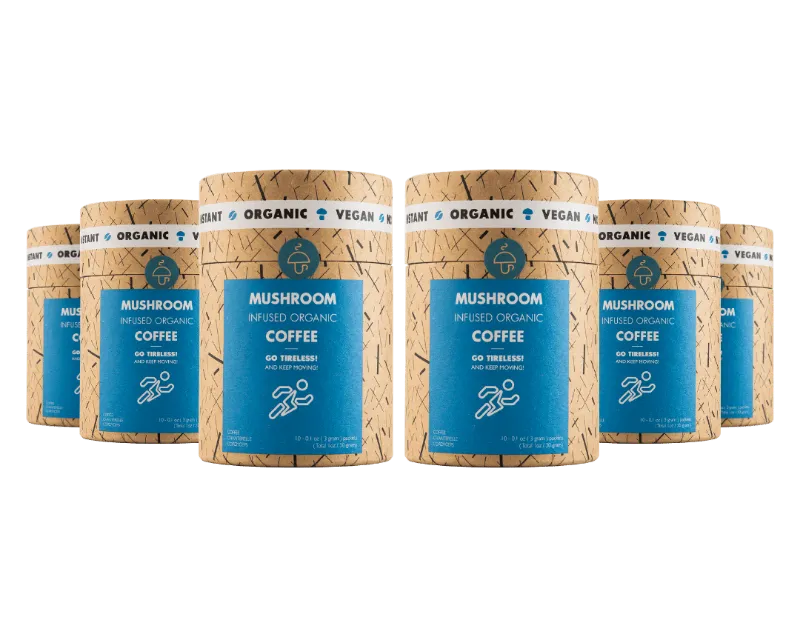 Mushroom Cups 6 pack Go Tireless bundle with Cordyceps mushroom coffee