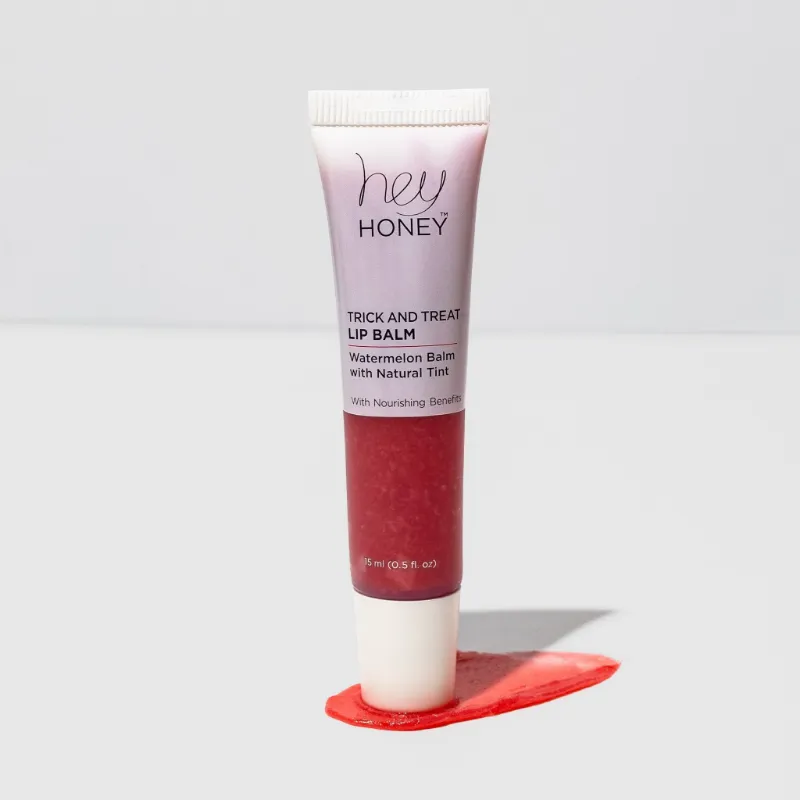 Hey Honey Trick & Treat Lip Balm watermelon tinted balm with natural flush
