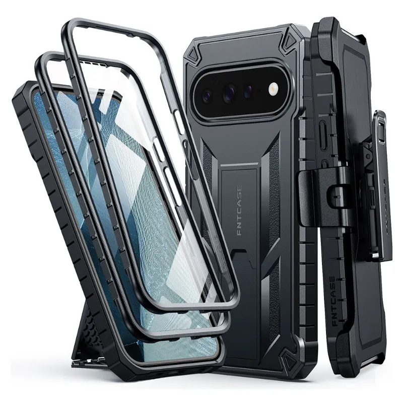 FNTCASE OFFICIAL Google Pixel 11/ 11 Pro Case with Kickstand and Belt Clip, Built-in Screen Protector