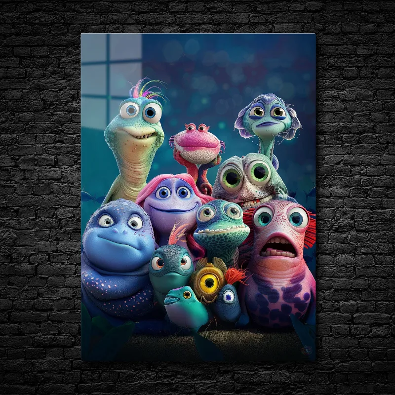 CruArt Aquatic Friends metal print with vibrant colorful sea creatures