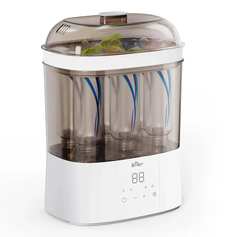 Bearforbaby Bear 2 Layers Bottle Sterilizer and Dryer, white unit with two tiers and digital display