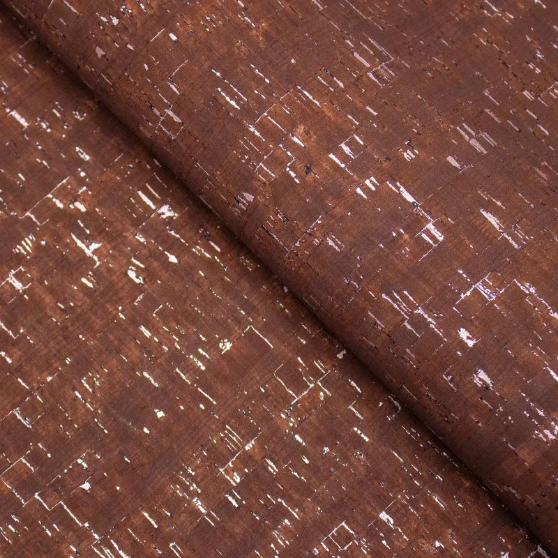 Corkadia Brown with silver cork textile sheet COF-368 cork fabric