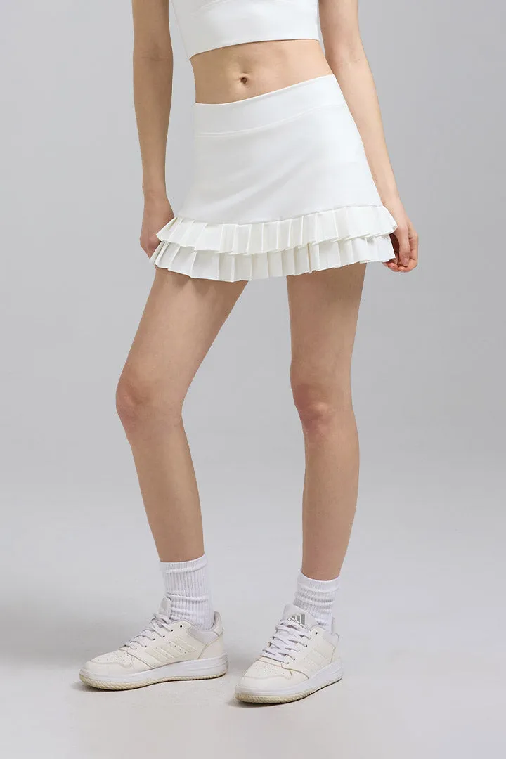 SALTUM Double Pleated Mini Skirt with high-waisted pleated design