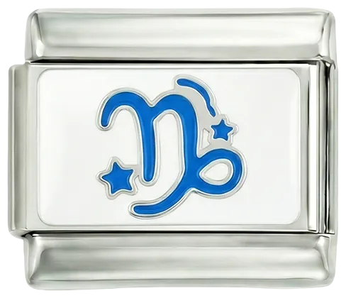 Charms Official Capricorn Blue charm on silver finish for custom bracelets