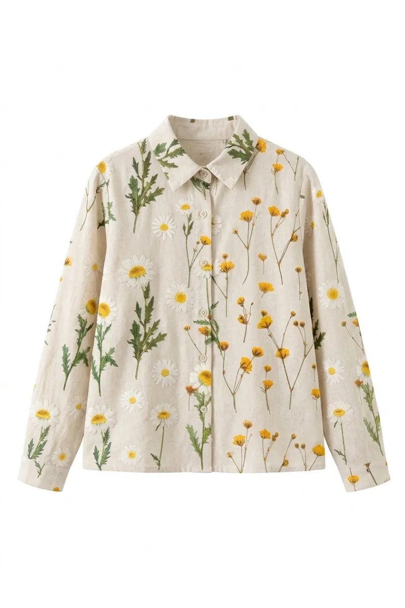 Cottagecore Clothes Cottagecore Sticker Sheets with transparent botanical illustrations of daisies, ferns, and wildflowers